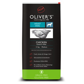 Oliver's Graanvrije brokken voor volwassen honden, met kip